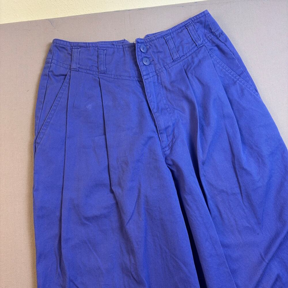 Vintage 80's Pants High Waisted Pleated Bold Retro Western Cobalt Blue 24" Waist - Picture 4 of 6